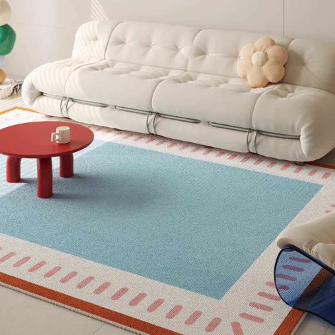 Bubble Border Rug – Blue & Pink