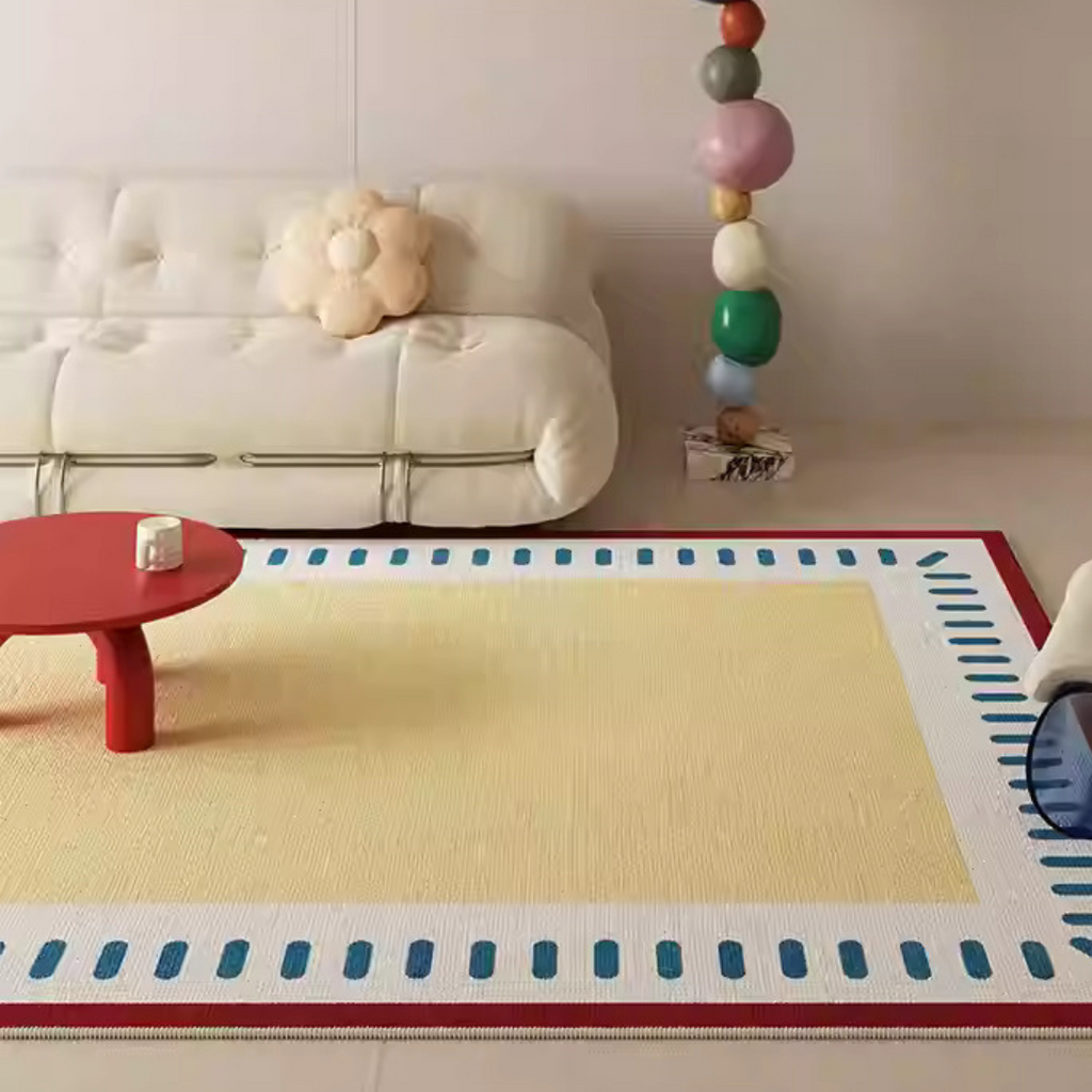 Bubble Border Rug – Yellow & Blue