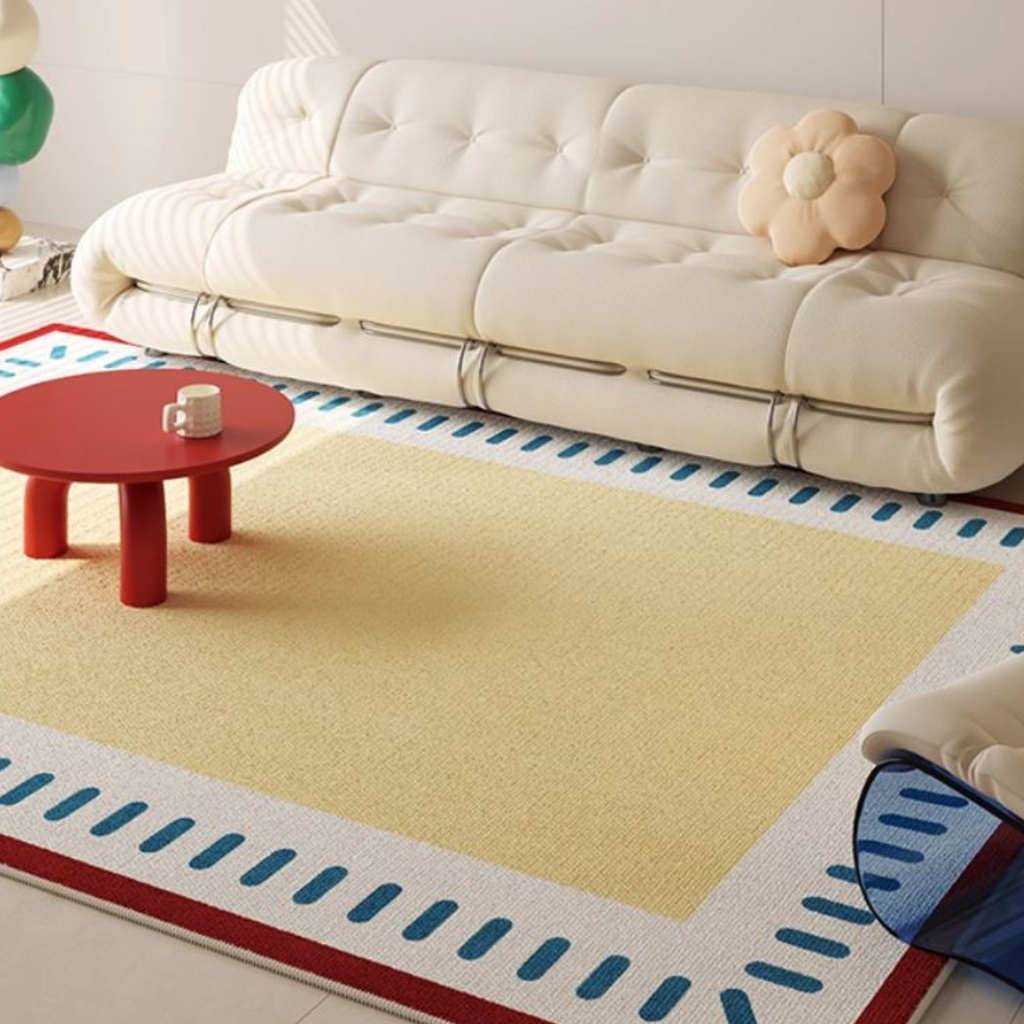 Bubble Border Rug – Yellow & Blue