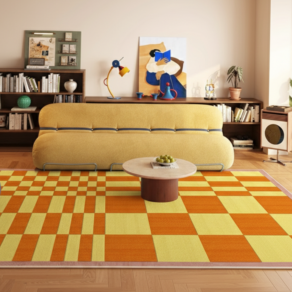 Golden Hour Grid Rug - Sunset Yellow