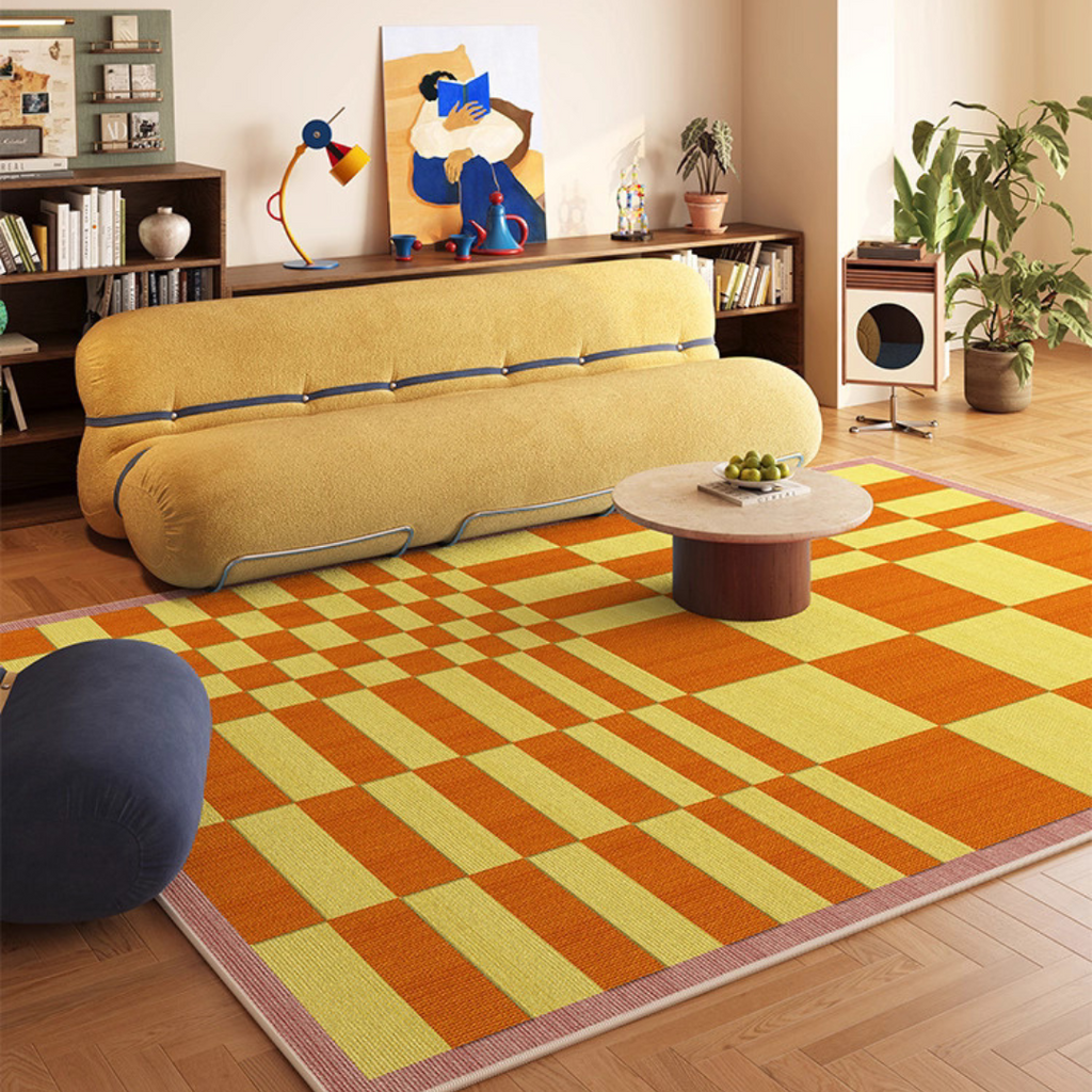 Golden Hour Grid Rug - Sunset Yellow